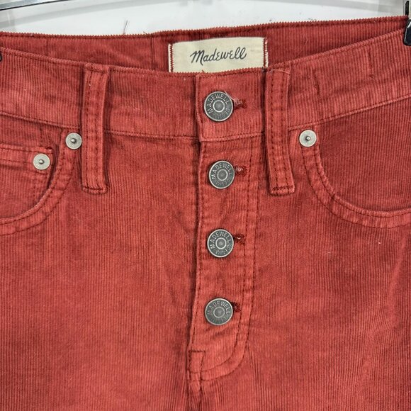 Madewell Cali Demi Boot Cut Corduroy Pants Jeans 24 Cropped High Rise Rust Red - Picture 8 of 11